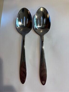 Set of 2 Oneida Stainless Steel Slotted Serving Spoons